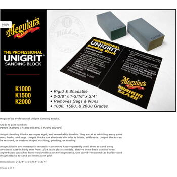 Meguiar's K1000 Mirror Glaze slīpēšanas klucis (1000 grit) – krāsas defektu noņemšanai (6×3×2 cm, USA) (K1000)