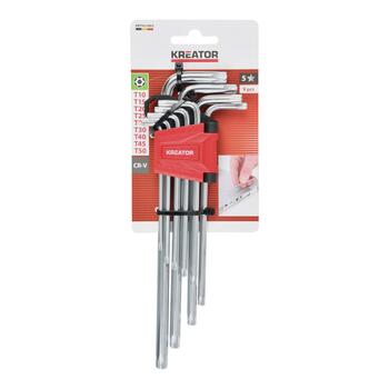 Kreator Sešstūra atslēga garā KRTH21803, 9 gab., Hroms vanādijs, Plastmasas kaste (KRTH21803)