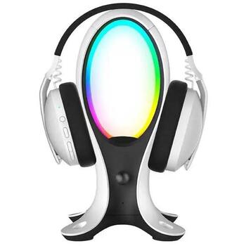 Subsonic SA5682 Electra 4-in-1 austiņu statīvs, 2xUSB-A, 1xUSB-C, RGB LED, galda lampa, figūriņu displejs (SA5682)