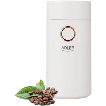 Adler Кофемолка AD 4446wg, 150 Вт, 75 г, защитный переключатель крышки, белый/золотой (AD 4446 white gold)