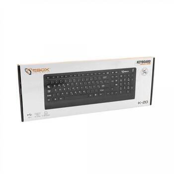 Sbox Клавиатура K-20, 105 клавиш, 1.5м, 5В, 100мА, 0-40°C, 10-90% RH, черная (K-20)