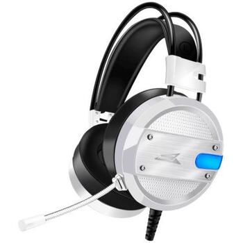 Baracuda Наушники CONCH-W, 307g, Белый, 118dB±3dB, 32Ω, 2.15m, Накладные, Синяя LED подсветка, Встроенный микрофон (CONCH-W)