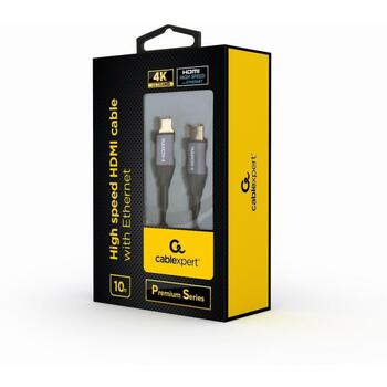 Gembird HDMI-HDMI kabelis 10m CCBP-HDMI-10M, 4K UHD 60Hz, zelta savienotāji, 1 gab. (CCBP-HDMI-10M)