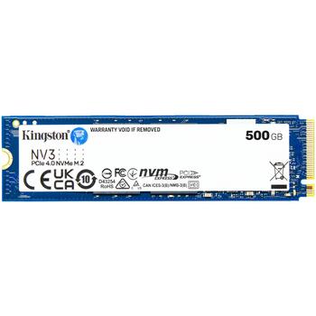 Kingston NV3 SSD SNV3S/500G, 500 ГБ, PCIe 4.0, 5000 МБ/с, 3000 МБ/с, 3D NAND, M.2 2280 (SNV3S/500G)