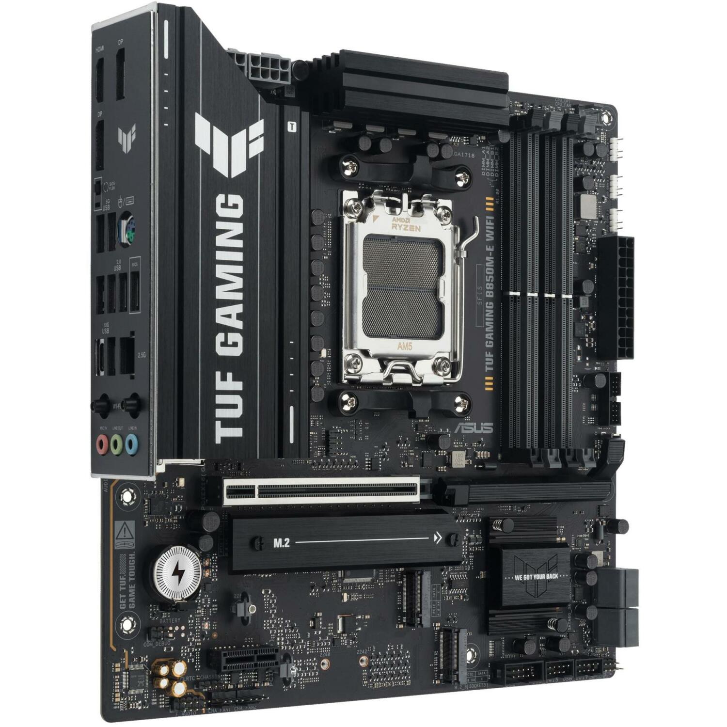 Asus Mātesplate TUF GAMING B850M-E WIFI, AMD AM5, DDR5, 256 GB, 3x M.2, 1x HDMI 2.1, 2.5Gb Ethernet, Wi-Fi 6E (TUF GAMING B850M-E WIFI)