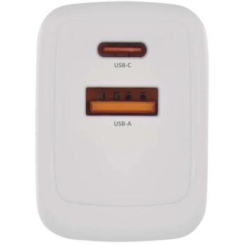 Emos Универсальное USB настенное зарядное устройство GaN V04G45, 45 Вт, 100–240 В, 2xUSB, быстрая зарядка, защита от перегрузки (V04G45)