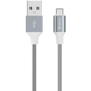 Devia USB кабель 120EC0460002, 1м, 5V 2.4A, Micro USB, серый, плетеный дизайн (120EC0460002)