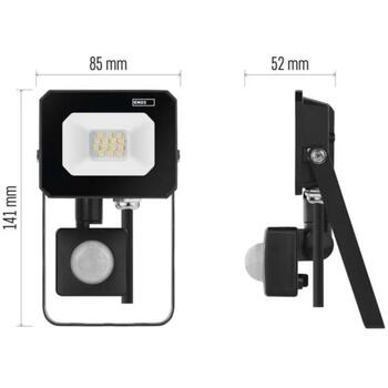 Emos LED прожектор ZS2313, 10 W, 1000 lm, IP44, нейтральный белый, PIR датчик, алюминиевый корпус (ZS2313)