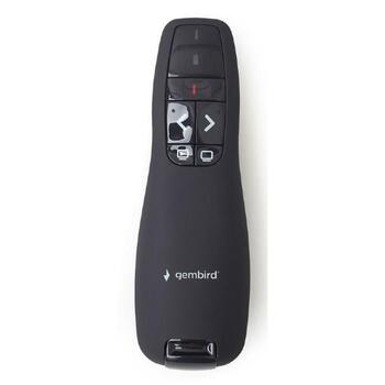 Gembird Презентер WP-L-12, USB, RF, 2.4 GHz, Черный, Дистанционное управление, Alkaline, AAA, 4 кнопки, 1 упаковка (WP-L-12)