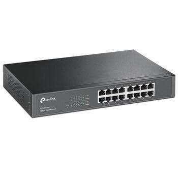 Сетевой коммутатор 16 × Gigabit RJ45 неуправляемый TL-SG1016D 16 × 10/100/1000 Mbps Auto MDI MDIX настольный рэковый монтаж Черный TP-Link (TL-SG1016D)