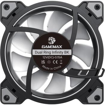 Gamemax Korpusa ventilators DUAL RING INFINITY BK, 120mm, 47cfm, 1200rpm, 30dBA, caurspīdīgas ventilatora lāpstiņas (DUAL RING INFINITY BK)