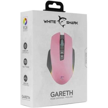White Shark Мышь GARETH-P, 7 кнопок, 1000-6400 DPI, 32 IPS, 12 G, RGB, 1.8 м, совместима с Windows/Mac (GARETH-P)
