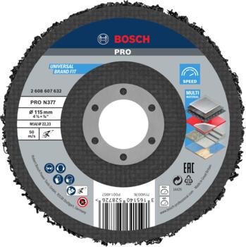 Tīrīšanas disks metālam 115mm, leņķa slīpmašīnai, Mazām leņķa slīpmašīnām PRO N377 TĪRĪŠANAS DISKS, 2608607632 BOSCH (2608607632)