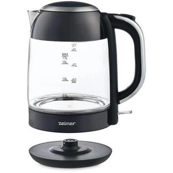 Zelmer ZCK8025 электрический чайник, 71507002P, 1.7 л, 2200 Вт, стекло, черный, LED, поворотная база 360° (71507002P)