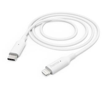 Hama 00201598 uzlādes kabelis, USB-C - Lightning 1m balts, USB 2.0, 3A, 480 Mbit/s, PVC (00201598)
