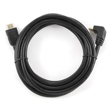 Gembird HDMI-HDMI кабель 3м CC-HDMI490-10 4K UHD 60Hz, 10 Гбит/с, 90 градусов угол, Черный (CC-HDMI490-10)