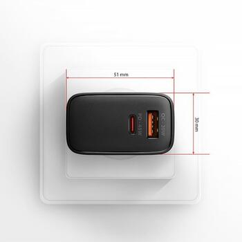 Axagon настенный зарядное устройство ACU-PQ45 45W, 2xUSB-A, 1xUSB-C, 100-240V, QC4+, PD3.0, черный, защита питания (ACU-PQ45)