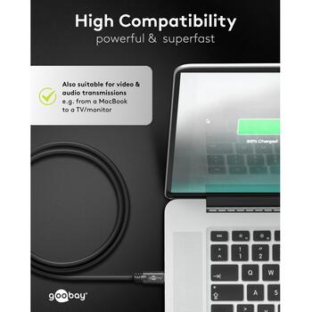 Goobay USB-C кабель 66507 612812, 1.5 м, 60 Вт, быстрая зарядка Power Delivery, передача данных, USB-C (66507)
