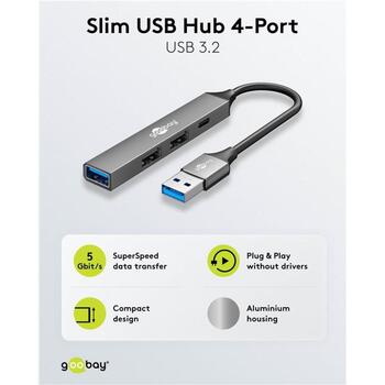 Goobay dokstacija 74458, 5 Gbit/s, gaiši pelēka, USB centrmezgls (74458)