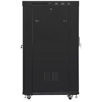 Lanberg напольный шкаф 19 дюймов 22U FF01-8022-12BL, 800mm, 1000mm, 1200kg, 6 мест для вентиляторов, IP20, стеклянные двери (FF01-8022-12BL)