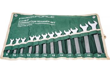 Rockforce RF-5121P Набор комбинированных ключей, 12шт, 8-24мм, CrV, хромированные, полотно (RF-5121P)