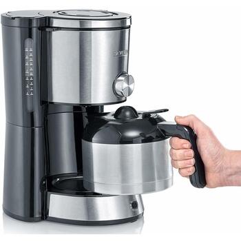 Severin KA 4845 фильтровая кофеварка, 8 чашек, 1л, 1000Вт, черный/нержавеющая сталь, автоотключение (KA 4845)