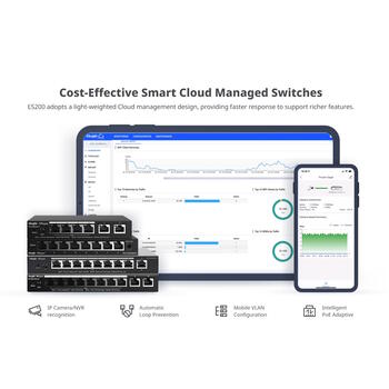 Ruijie умный облачно-управляемый коммутатор Gigabit PoE+ RG-ES228GS-P, 24x PoE+ 30Вт, 370Вт, 56Гбит/с, 4кВ, 2x SFP, 1U (RG-ES228GS-P)