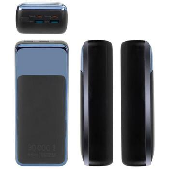 Rivacase Power Bank VA1080, 30000mAh, 65W, LCD, 2xUSB-A, 2xUSB-C, Литий-полимер, черный/синий (VA1080)