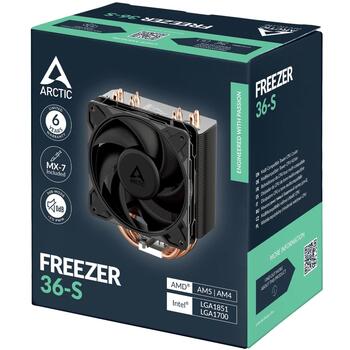 Arctic procesora dzesētājs Freezer 36-S ACFRE00194A, 120mm, 600-3000 apgr./min, LGA 1700, LGA 1851, AM4, AM5, FDB, PWM (ACFRE00194A)
