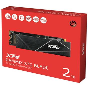 Adata SSD M.2 2280 2TB AGAMMIXS70B-2T-CS, 7400MB/s, 6400MB/s, 1480TBW, 3D NAND, PCIe 4.0, LDPC ECC, E2E datu aizsardzība (AGAMMIXS70B-2T-CS)