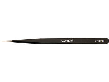 Yato пинцет YT-6916, 140мм, 40 HRC, нержавеющая сталь 302, прямой очень узкий кончик, антистатический, антимагнитный (YT-6916)