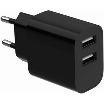 Gembird Lādētājs USB universāls TA-UC-2A12-01-BK 5 V, 2.4 A, 2 porti, 100-240 V, 50/60 Hz, pārslodzes un īssavienojuma aizsardzība (TA-UC-2A12-01-BK)