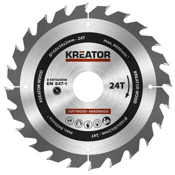 Zāģa ripa kokam 160x30x2mm, 24 zobi Kreator (KRT020408)