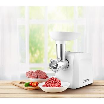 Zelmer Мясорубка ZMM1215B 70507118P, 1100 W, 2 диска, металлическая камера, пресс для томатного сока, адаптер для колбасы (70507118P)