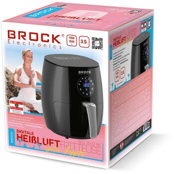 Brock AFD 3502 BK аэрофритюрница, 3,5 л, 1200 Вт, 80–200 °C, цифровой дисплей, таймер 60 мин, 6 программ, антипригарное покрытие (AFD 3502 BK)