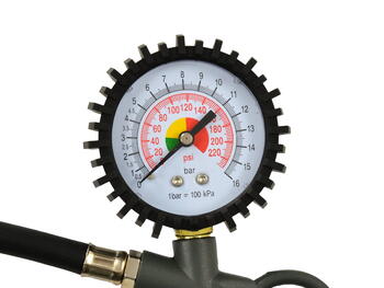 Geko riepu piepūšanas pistole ar manometru G01101, 0-16 bar, 0-225 psi, 12x370 mm šļūtene, 1/4
