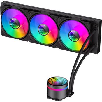 Gamemax procesora šķidruma dzesētājs ICEBURG 360 INFINITY BK, 1.125kg, 2.575kg, 300W TDP, 32 dBA, 800-2000 rpm, 120mm ventilators (ICEBURG 360 INFINITY BK)