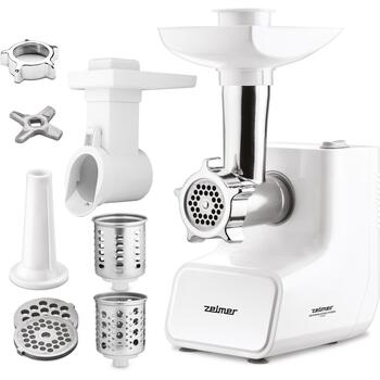 Zelmer ZMM3512B мясорубка, 70505756P, 1500 Вт, 2 диска, 2 насадки, 1 скорость, 2 кг/мин, реверс, корпус металл/технополимер (70505756P)