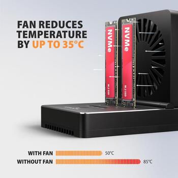 Axagon ADSA-M2C22 док-станция 2x M.2 NVMe/SATA SSD, 20 Gbit/s, USB-C 3.2 Gen 2x2, клонирование, вентилятор (ADSA-M2C22)