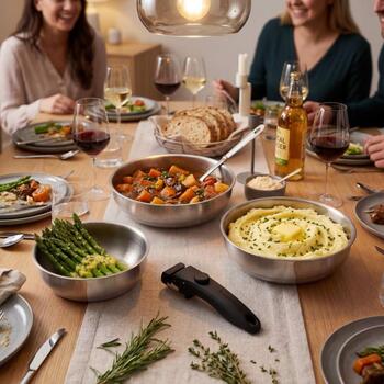 Russell Hobbs Набор сковород RH04033, серебристый, нержавеющая сталь, съемная ручка, 4 шт. (RH04033)