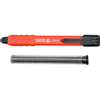 Yato Строительный карандаш YT-69281, автоматический, PVC, HB, 1+5 графитовых стержней, дерево, стены, штукатурка (YT-69281)
