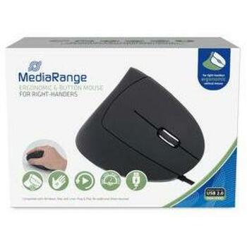 Mediarange USB оптическая мышь MROS230, 6 кнопок, 2400 DPI, 1.7м кабель, эргономичная, черная (MROS230)