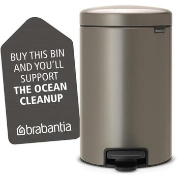 Brabantia NewIcon 113628 atkritumu tvertne ar pedāli, 12 l, klusa vāka aizvēršanās, izņemams grozs (113628)