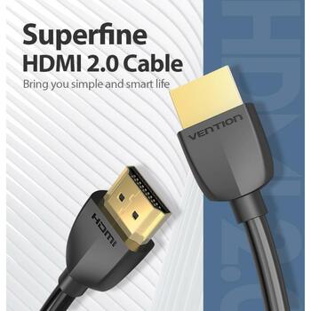 Vention HDMI kabelis 2M AAIBH, 2m, 18Gbit/s, 4.5mm, 3D, zelta kontakts, elastīgs, melns (AAIBH)