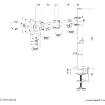 Neomounts крепление для монитора NM-D135WHITE, максимальная нагрузка 8 кг, минимальный размер экрана 25.4 см (NM-D135WHITE)
