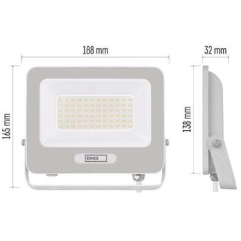 Emos LED-прожектор GLARO ZS2244W, 50 W, 5000 lm, IP65, нейтральный белый, алюминий, 120°, 20 000 ч (ZS2244W)