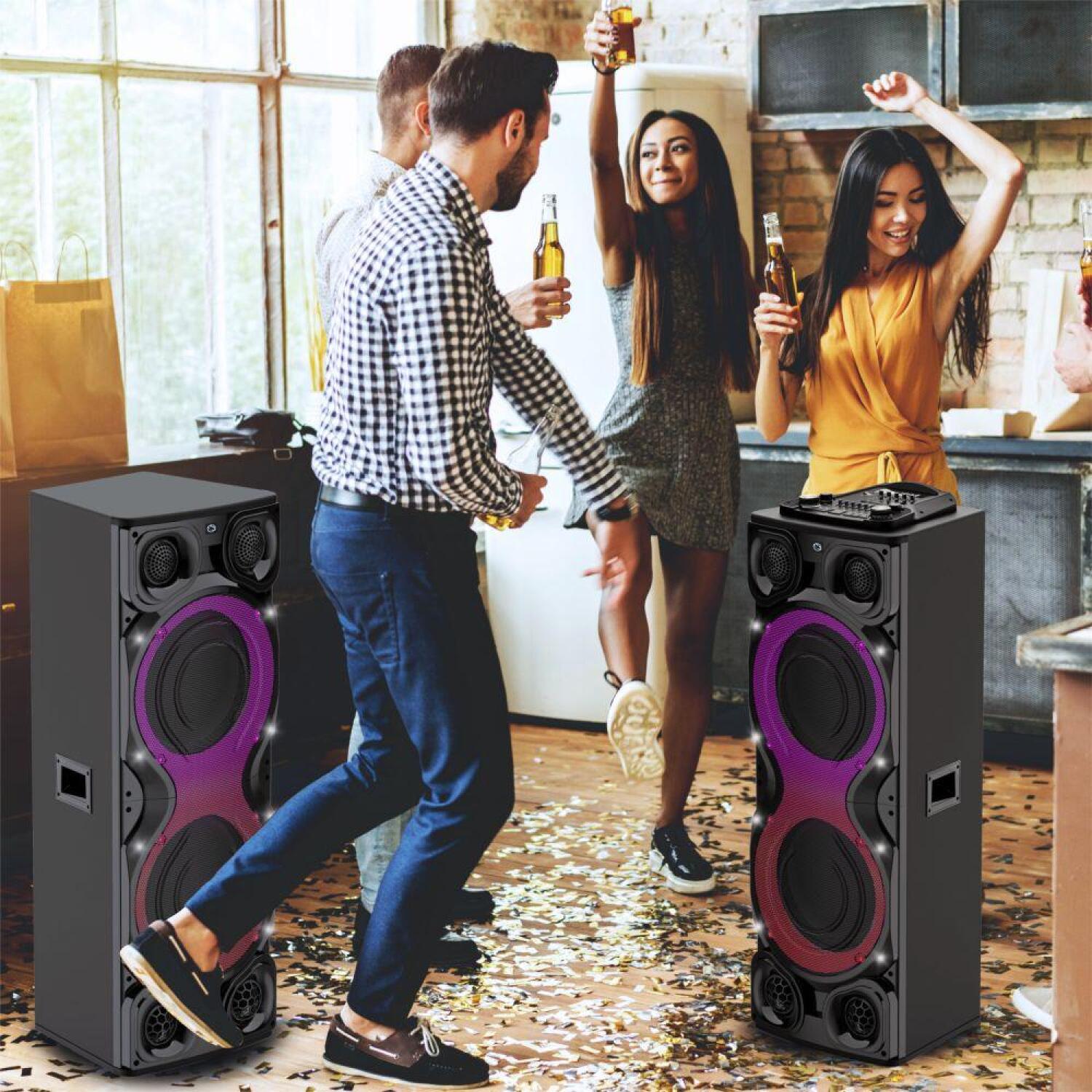 Manta Караоке колонка SPK1204X800D, 800W, 2x входа для микрофона, Bluetooth, AUX, USB, SD, LED подсветка (SPK1204X800D)
