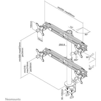 Neomounts настенный кронштейн FPMA-D700D4, 4 дисплея, 19-30