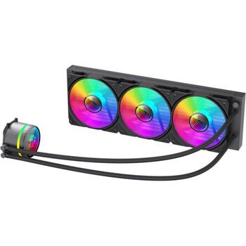 Gamemax procesora šķidruma dzesētājs ICEBURG 360 INFINITY BK, 1.125kg, 2.575kg, 300W TDP, 32 dBA, 800-2000 rpm, 120mm ventilators (ICEBURG 360 INFINITY BK)