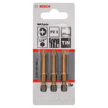 Bosch 2607001598 Skrūvgriežu uzgaļu komplekts, PZ1, 49mm, 3 gab., MAXgrip, tērauds (2607001598)
